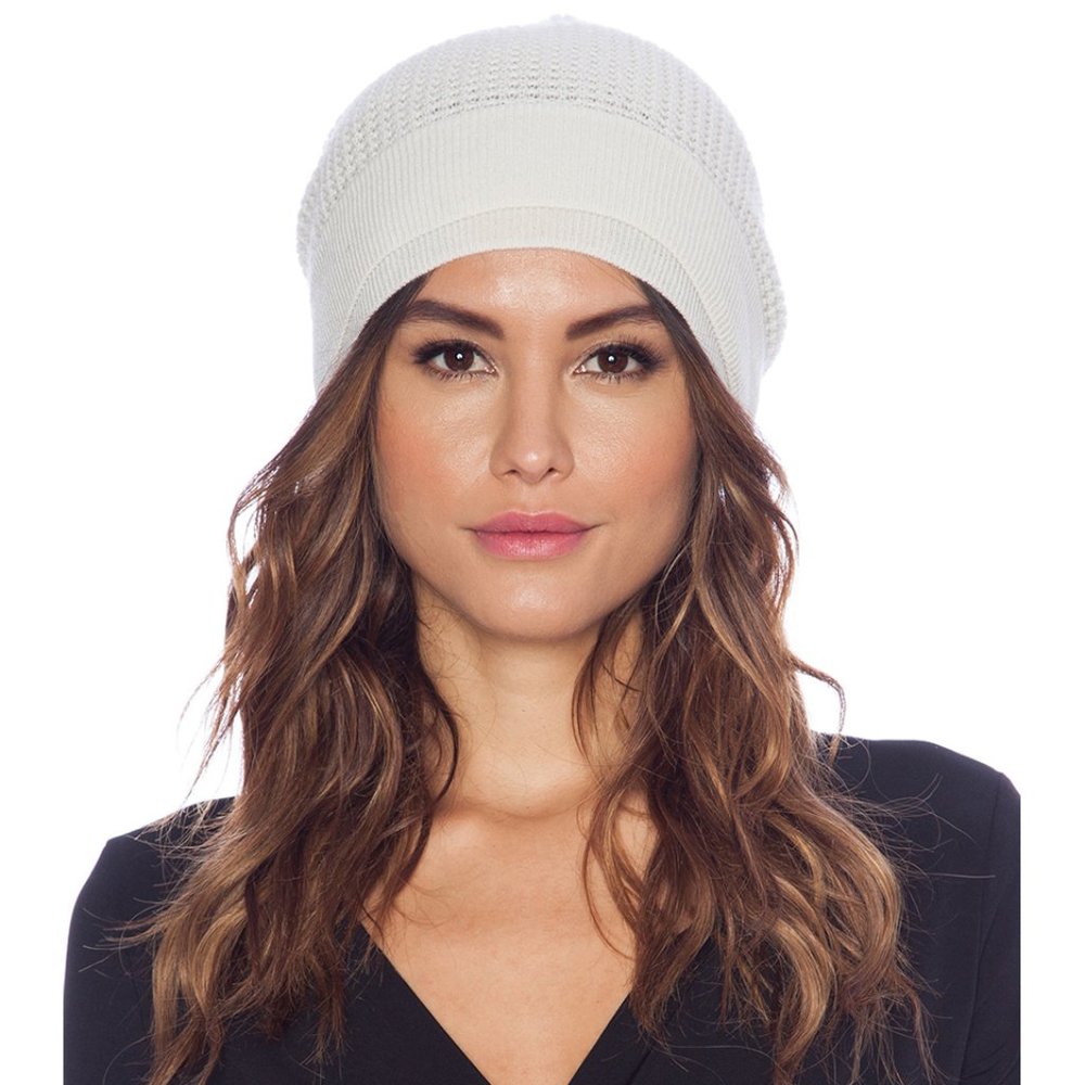 Vince Thermal Waffle-Pattern Knit Hat, Cameo